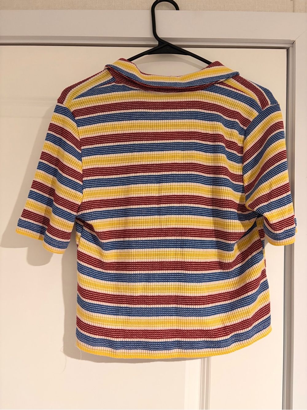 Zara Striped Polo Top in Yellow, Blue & Red - Picture 4 of 4